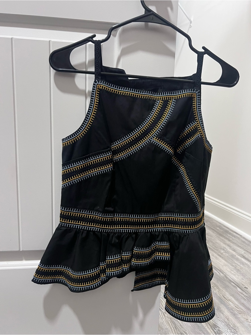 Women’s White House black market top Black Tank Top with Gold Stitching